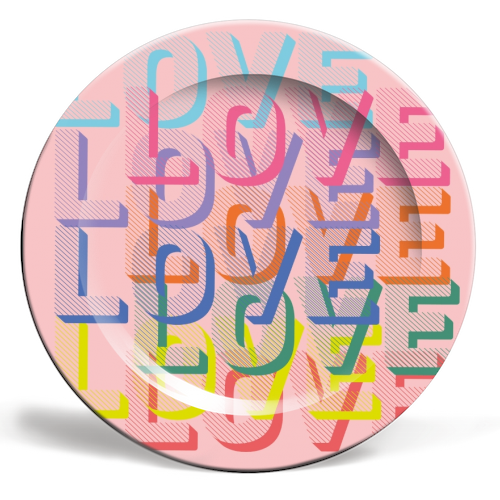Love in rainbows - ceramic dinner plate by Luxe and Loco