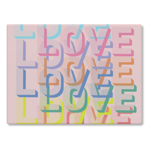 Love in rainbows - glass chopping board by Luxe and Loco