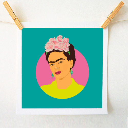 Frida Kahlo Art - Teal - A1 - A4 art print by SABI KOZ