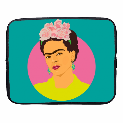 Frida Kahlo Art - Teal - designer laptop sleeve by SABI KOZ
