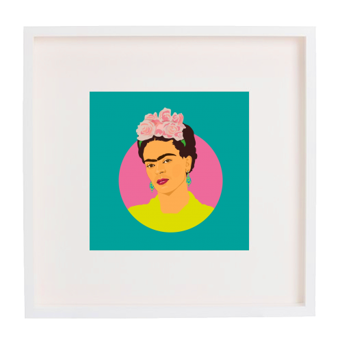 Frida Kahlo Art - Teal - framed poster print by SABI KOZ