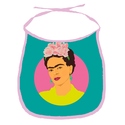 Frida Kahlo Art - Teal - funny baby bib by SABI KOZ