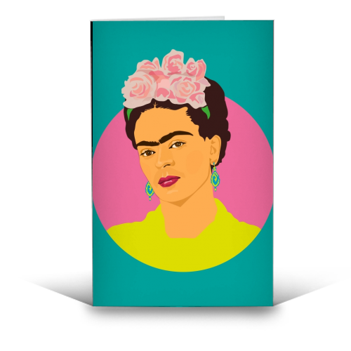Frida Kahlo Art - Teal - funny greeting card by SABI KOZ