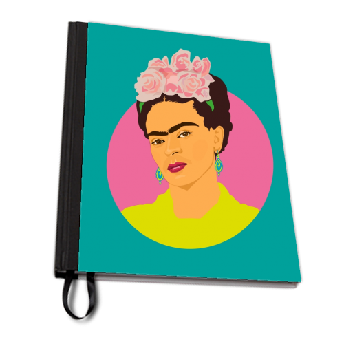 Frida Kahlo Art - Teal - personalised A4, A5, A6 notebook by SABI KOZ