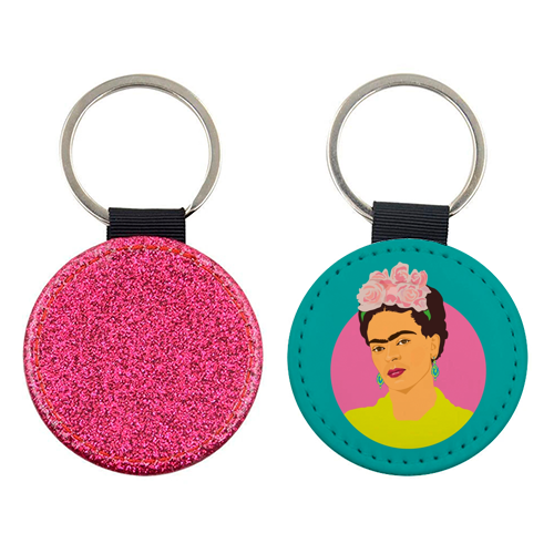 Frida Kahlo Art - Teal - personalised picture keyring by SABI KOZ