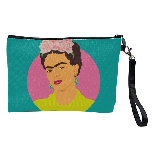 Frida Kahlo Art - Teal - pretty makeup bag by SABI KOZ