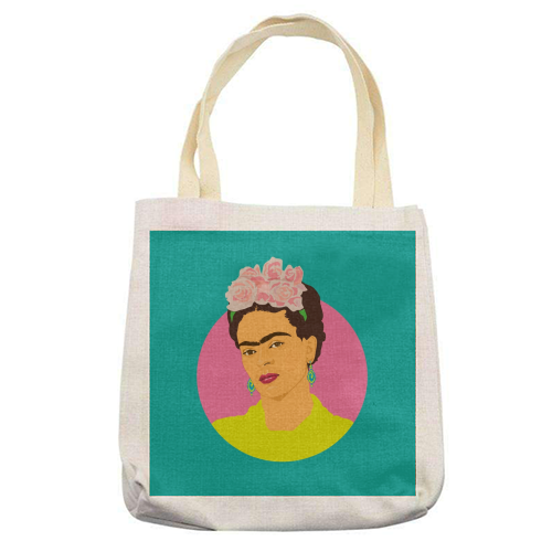 Frida Kahlo Art - Teal - printed tote bag by SABI KOZ