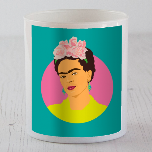 Frida Kahlo Art - Teal - scented candle by SABI KOZ