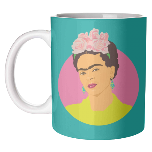 Frida Kahlo Art - Teal - unique mug by SABI KOZ