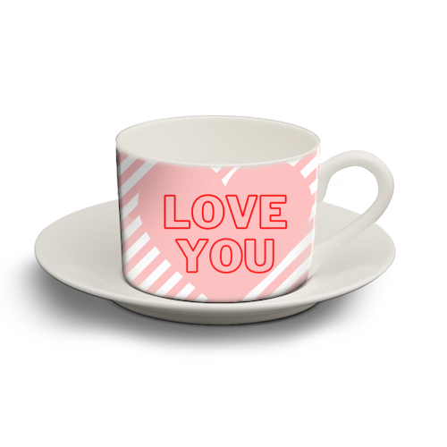 Love you - personalised cup and saucer by Proper Job Studio