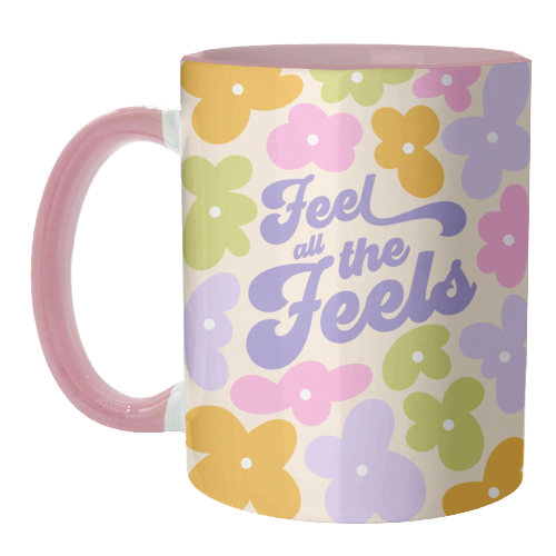 Retro Floral 'Feel all the Feels' - unique mug by Dominique Vari