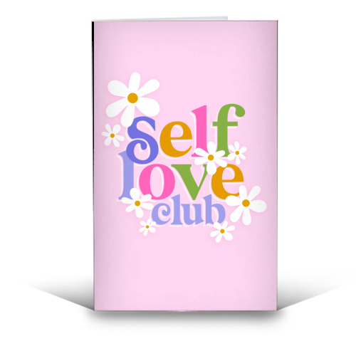 Self Love Club with Daisy Floral - funny greeting card by Dominique Vari