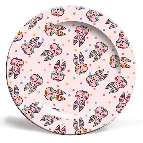 Bunny Love - ceramic dinner plate by Lisa Wardle