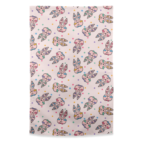 Bunny Love - funny tea towel by Lisa Wardle