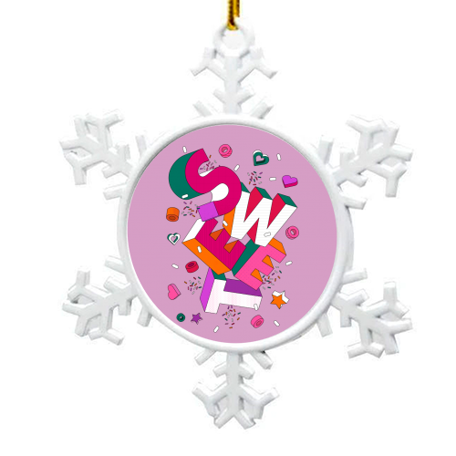 SWEET - 3D Typography in Pink - snowflake decoration by Ania Wieclaw