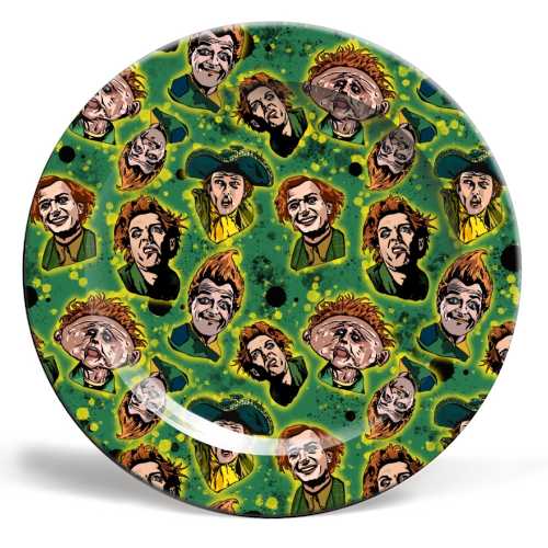 Drop Dead Fred Funny Film Movie Quote Inkblot - The Many Faces Of Drop Dead Fred - ceramic dinner plate by Wallace Elizabeth