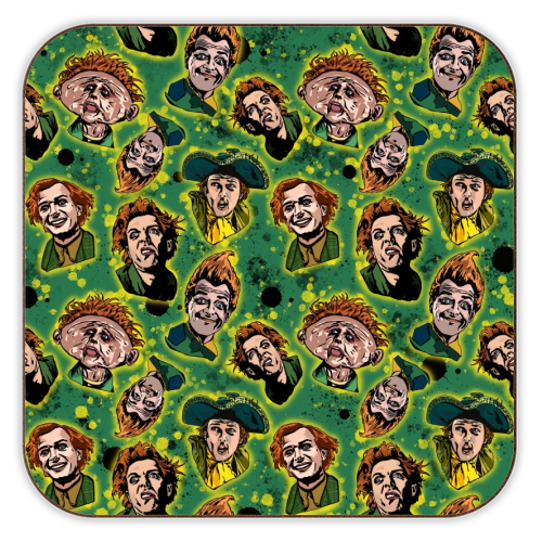 Drop Dead Fred Funny Film Movie Quote Inkblot - The Many Faces Of Drop Dead Fred - personalised beer coaster by Wallace Elizabeth