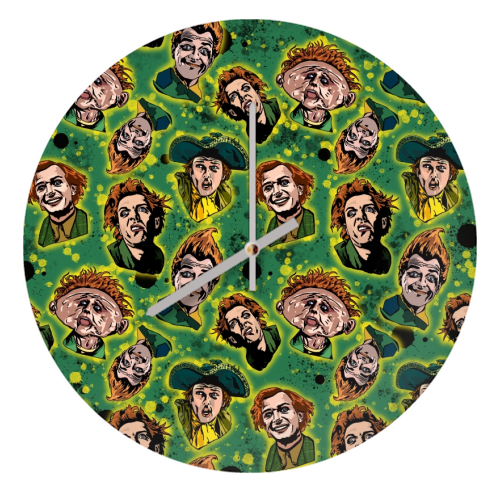Drop Dead Fred Funny Film Movie Quote Inkblot - The Many Faces Of Drop Dead Fred - quirky wall clock by Wallace Elizabeth