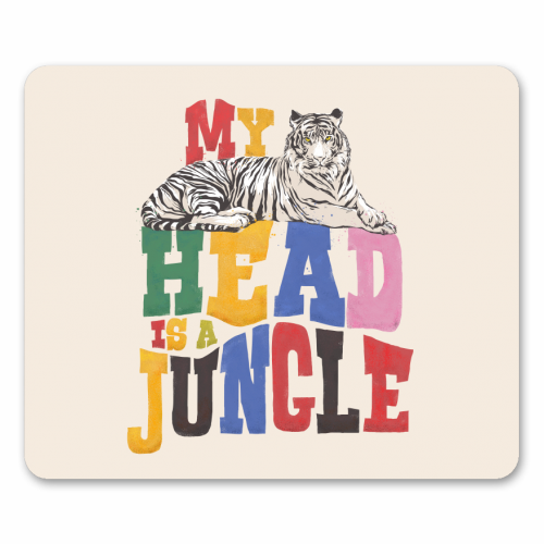 My Head Is A Jungle - Colorful Typography - funny mouse mat by Ania Wieclaw