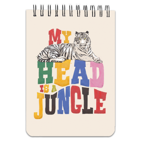 My Head Is A Jungle - Colorful Typography - personalised A4, A5, A6 notebook by Ania Wieclaw