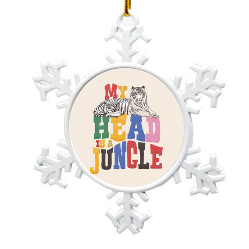 My Head Is A Jungle - Colorful Typography - snowflake decoration by Ania Wieclaw