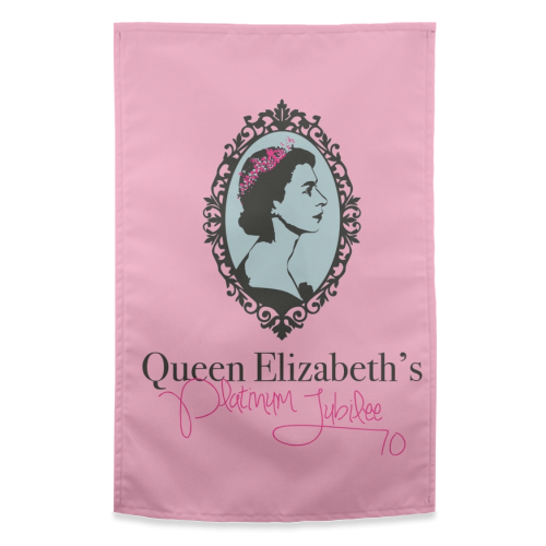 Queen Elizabeth's Platinum Jubilee - funny tea towel by SABI KOZ