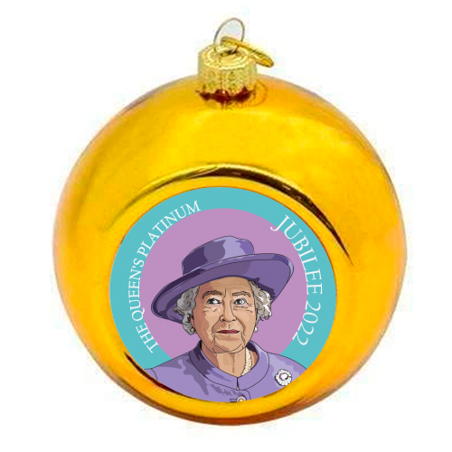 The Queen's Platinum Jubilee - colourful christmas bauble by Catherine Critchley.
