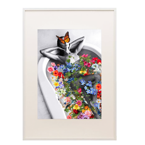 Bath of flowers - framed poster print by Larissa Grace