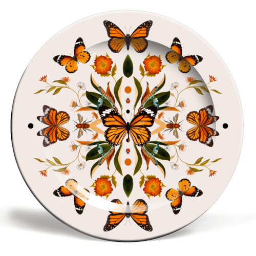 Butterfly dance - ceramic dinner plate by Larissa Grace