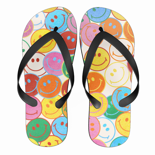 Colorful Smileys - funny flip flops by Ania Wieclaw