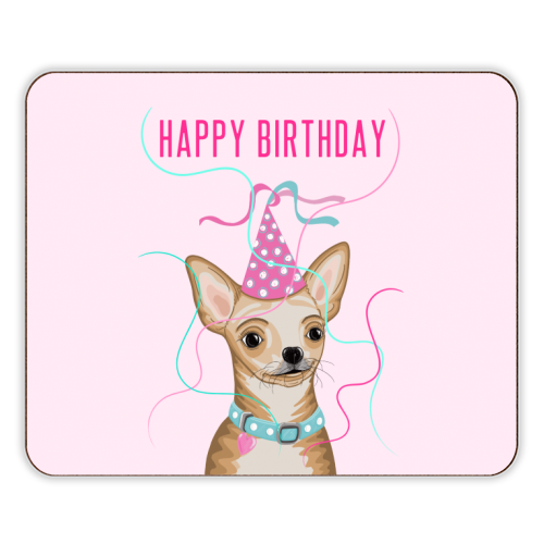 Cute Chihuahua Dog Happy Birthday Greeting - designer placemat by Adam Regester