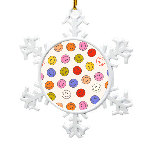 Many Happy Smileys - snowflake decoration by Ania Wieclaw