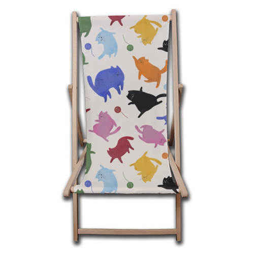 Rainbow Kittens - canvas deck chair by Ania Wieclaw