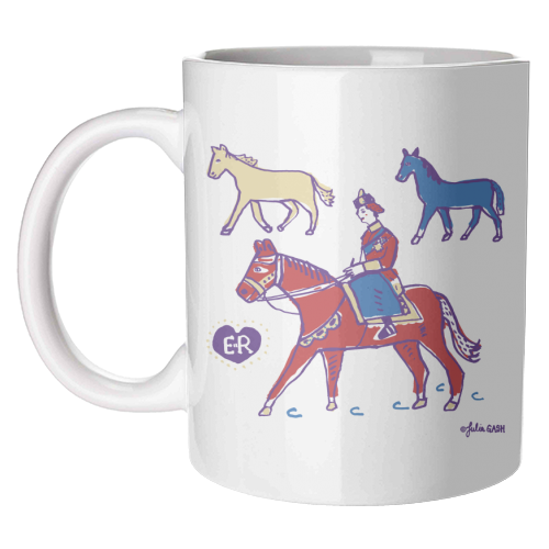 Queen Elizabeth Riding Horse - unique mug by Julia Gash