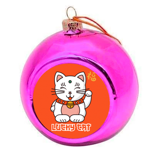 Lucky Cat - colourful christmas bauble by Ania Wieclaw