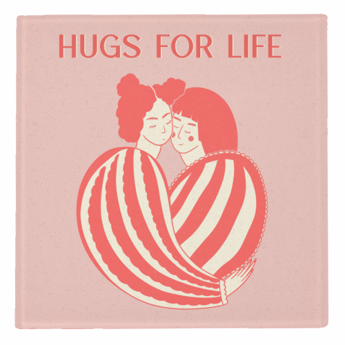 Hugs For Life - personalised beer coaster by Lisa Wardle