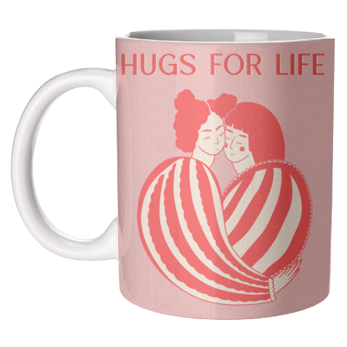 Hugs For Life - unique mug by Lisa Wardle