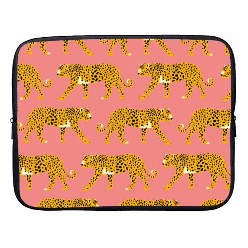 Pink Leopard Love - designer laptop sleeve by Laura Lonsdale