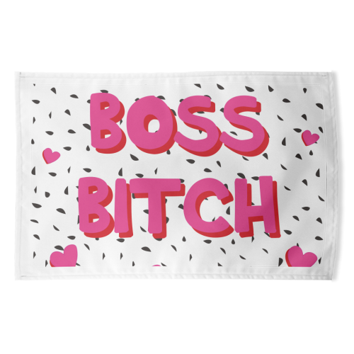 Boss Bitch - funny tea towel by Laura Lonsdale