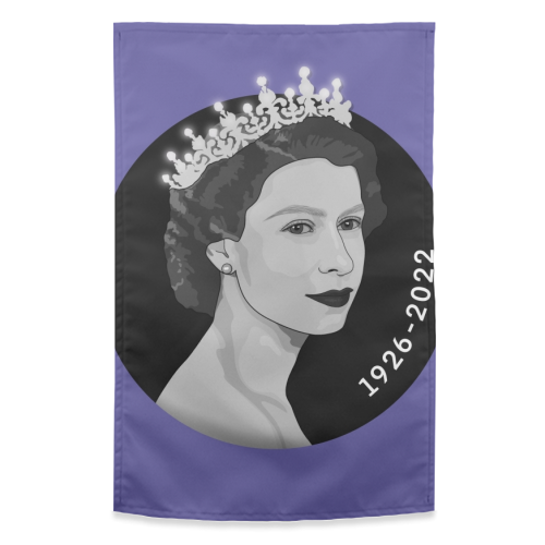 Queen Elizabeth II memorial print - funny tea towel by The Girl Next Draw