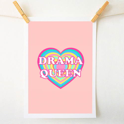 Typographic Drama Queen Heart - A1 - A4 art print by Adam Regester