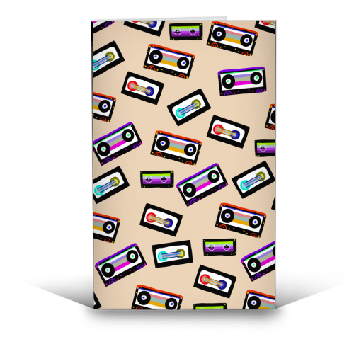 Retro Rainbow Cassette Tapes #1 #wall #art - funny greeting card by Anita Bella Jantz