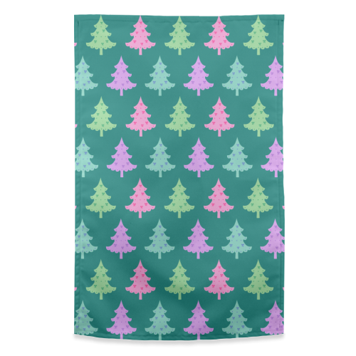 Pastel Christmas Trees - funny tea towel by House of Nida