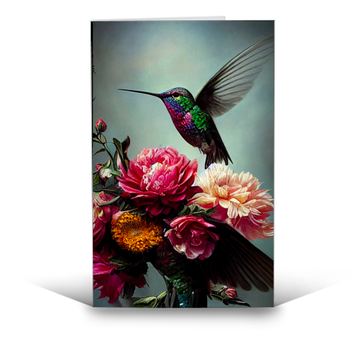 Floral Hummingbird - funny greeting card by haris kavalla