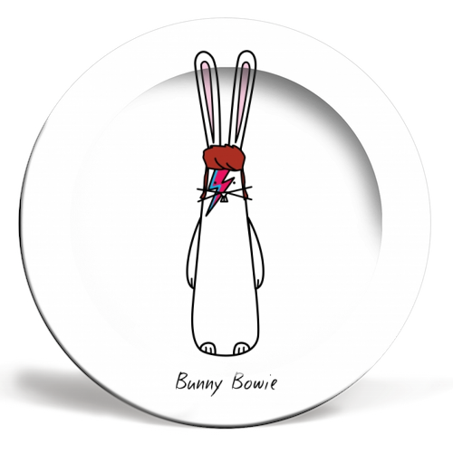 Bunny Bowie - ceramic dinner plate by Hoppy Bunnies