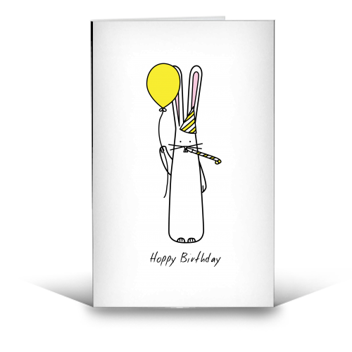 Hoppy Birthday - Balloon  - funny greeting card by Hoppy Bunnies