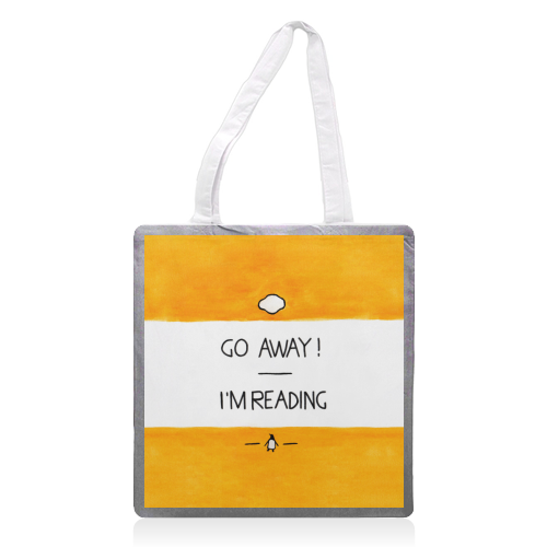 Go Away, I'm Reading - Watercolour Illustration - printed tote bag by A Rose Cast - Karen Murray