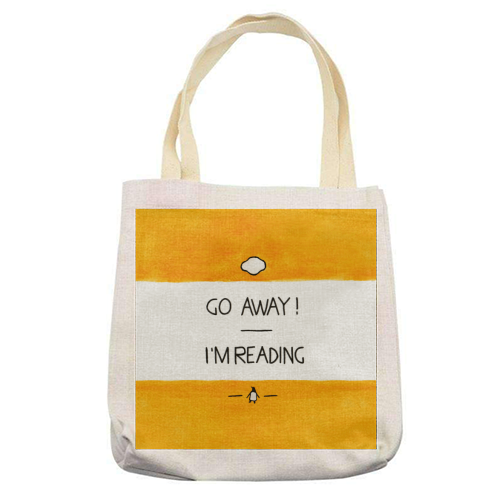 Go Away, I'm Reading - Watercolour Illustration - printed tote bag by A Rose Cast - Karen Murray