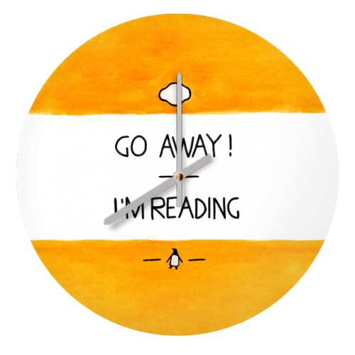 Go Away, I'm Reading - Watercolour Illustration - quirky wall clock by A Rose Cast - Karen Murray