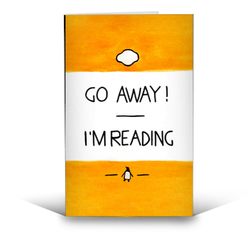 Go Away, I'm Reading - Watercolour Illustration - funny greeting card by A Rose Cast - Karen Murray